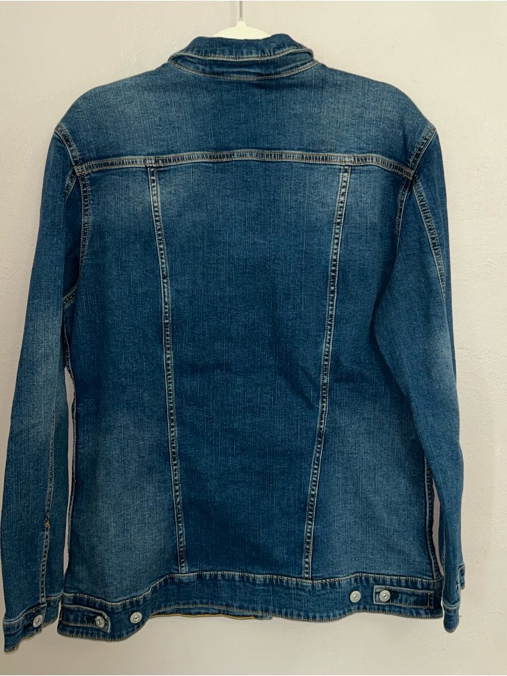 LuLaRoe Blue Denim Jacket with Navy Floral Embroidery - Picture 2 of 4